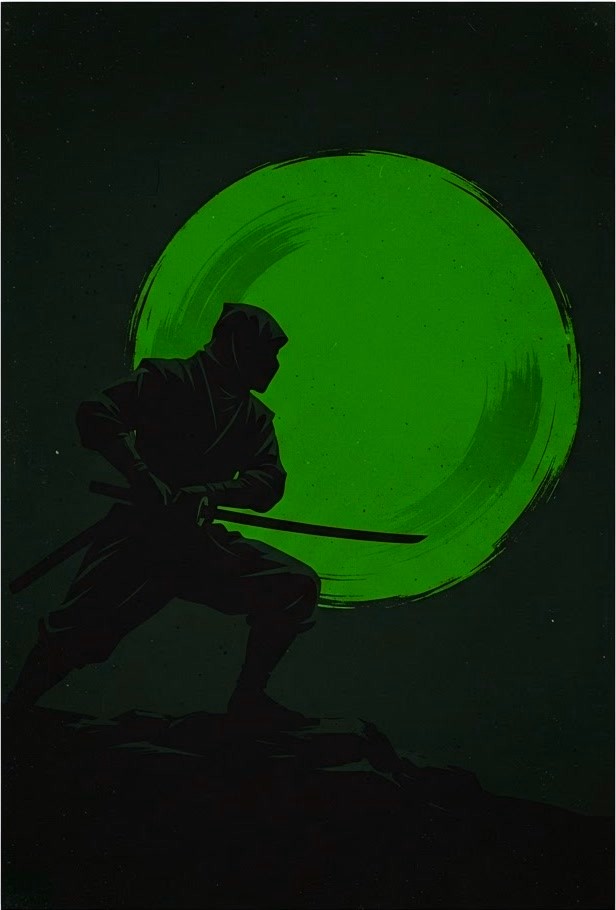 Ninja crate digger under an acid-green sun